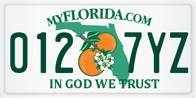 FL license plate 0127YZ