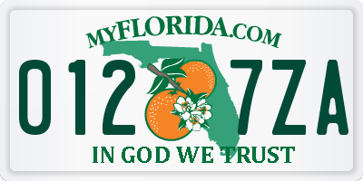 FL license plate 0127ZA