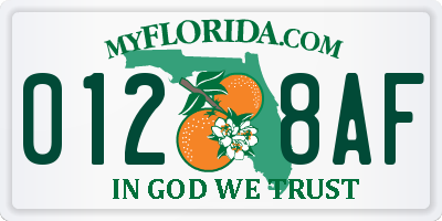 FL license plate 0128AF