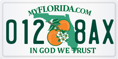 FL license plate 0128AX