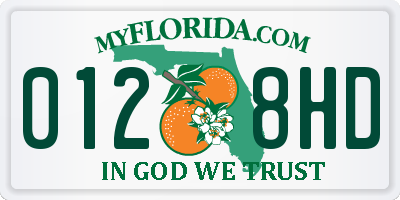 FL license plate 0128HD
