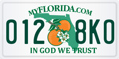 FL license plate 0128KO