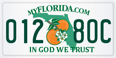 FL license plate 0128OC