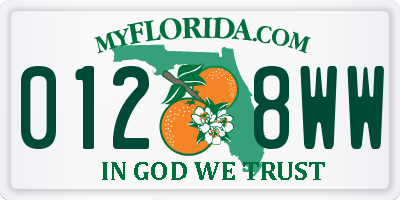 FL license plate 0128WW