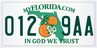 FL license plate 0129AA