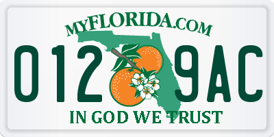 FL license plate 0129AC