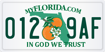 FL license plate 0129AF