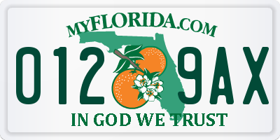 FL license plate 0129AX