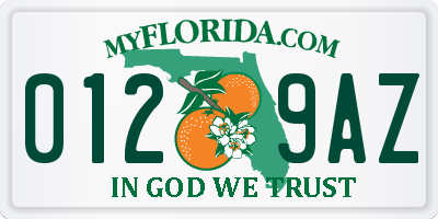 FL license plate 0129AZ