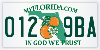FL license plate 0129BA