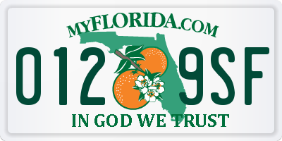 FL license plate 0129SF