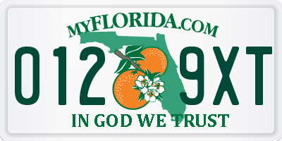 FL license plate 0129XT