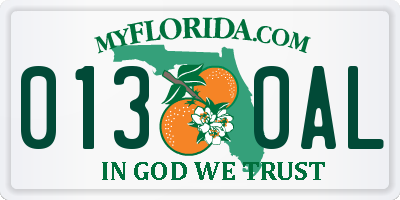 FL license plate 0130AL