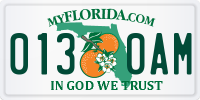 FL license plate 0130AM