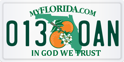 FL license plate 0130AN