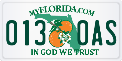 FL license plate 0130AS