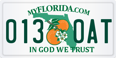 FL license plate 0130AT