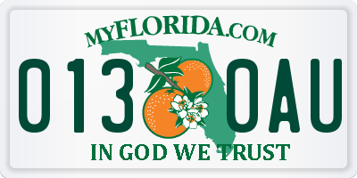 FL license plate 0130AU