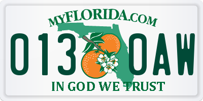FL license plate 0130AW