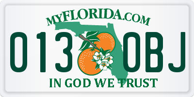 FL license plate 0130BJ