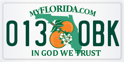 FL license plate 0130BK