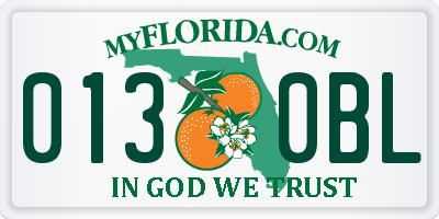 FL license plate 0130BL