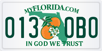 FL license plate 0130BO