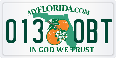FL license plate 0130BT