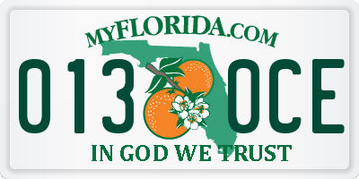 FL license plate 0130CE