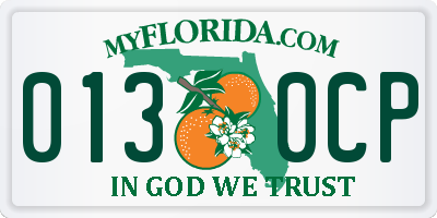 FL license plate 0130CP