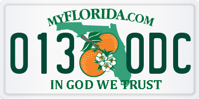 FL license plate 0130DC