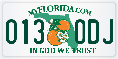 FL license plate 0130DJ