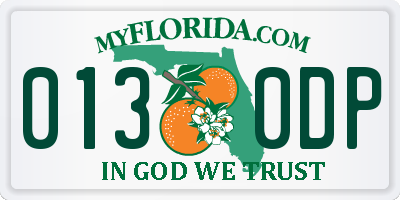 FL license plate 0130DP