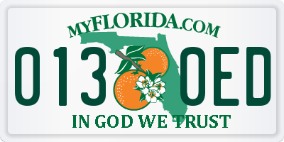 FL license plate 0130ED