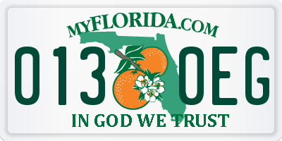 FL license plate 0130EG