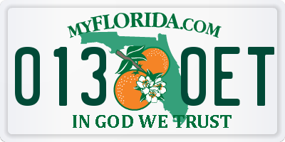 FL license plate 0130ET