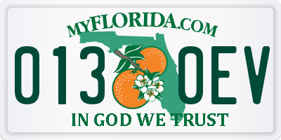 FL license plate 0130EV
