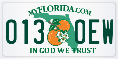 FL license plate 0130EW