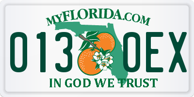 FL license plate 0130EX