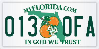 FL license plate 0130FA