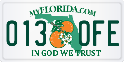 FL license plate 0130FE