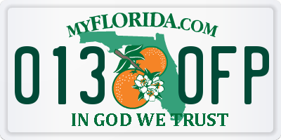 FL license plate 0130FP