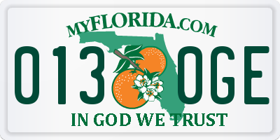 FL license plate 0130GE