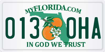 FL license plate 0130HA