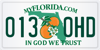 FL license plate 0130HD