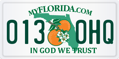 FL license plate 0130HQ