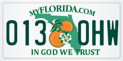 FL license plate 0130HW