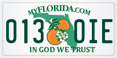 FL license plate 0130IE