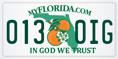 FL license plate 0130IG