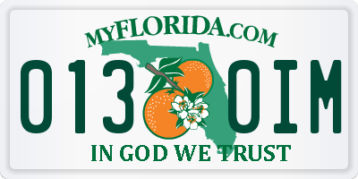 FL license plate 0130IM